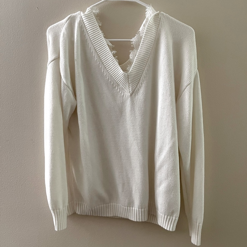 Lace lined V-neck